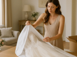 cleaning a wedding gown